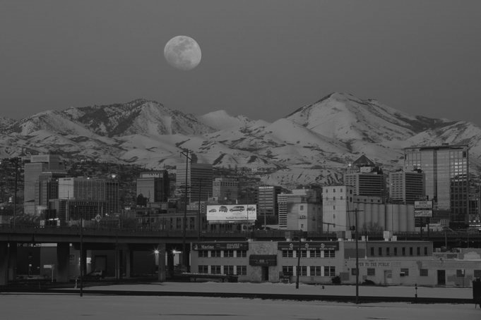 A moon over Salt Lake City